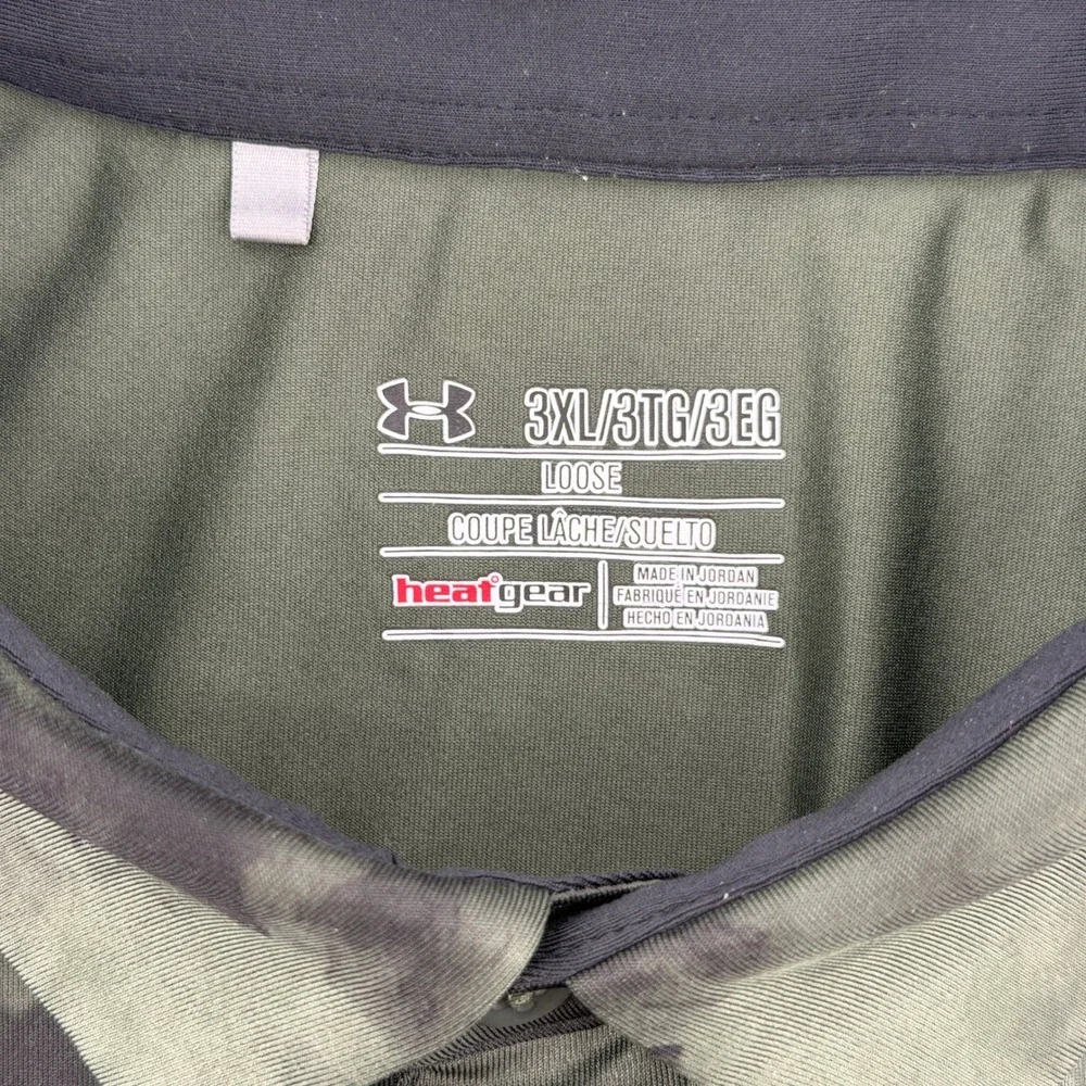 Under Armour Polo Shirt Mens 3XL Green Camo Wounded Warrior Project HeatGear